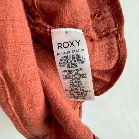 Roxy Skipping through crinkle fabric rust colored top size Large - Picture 2 of 4